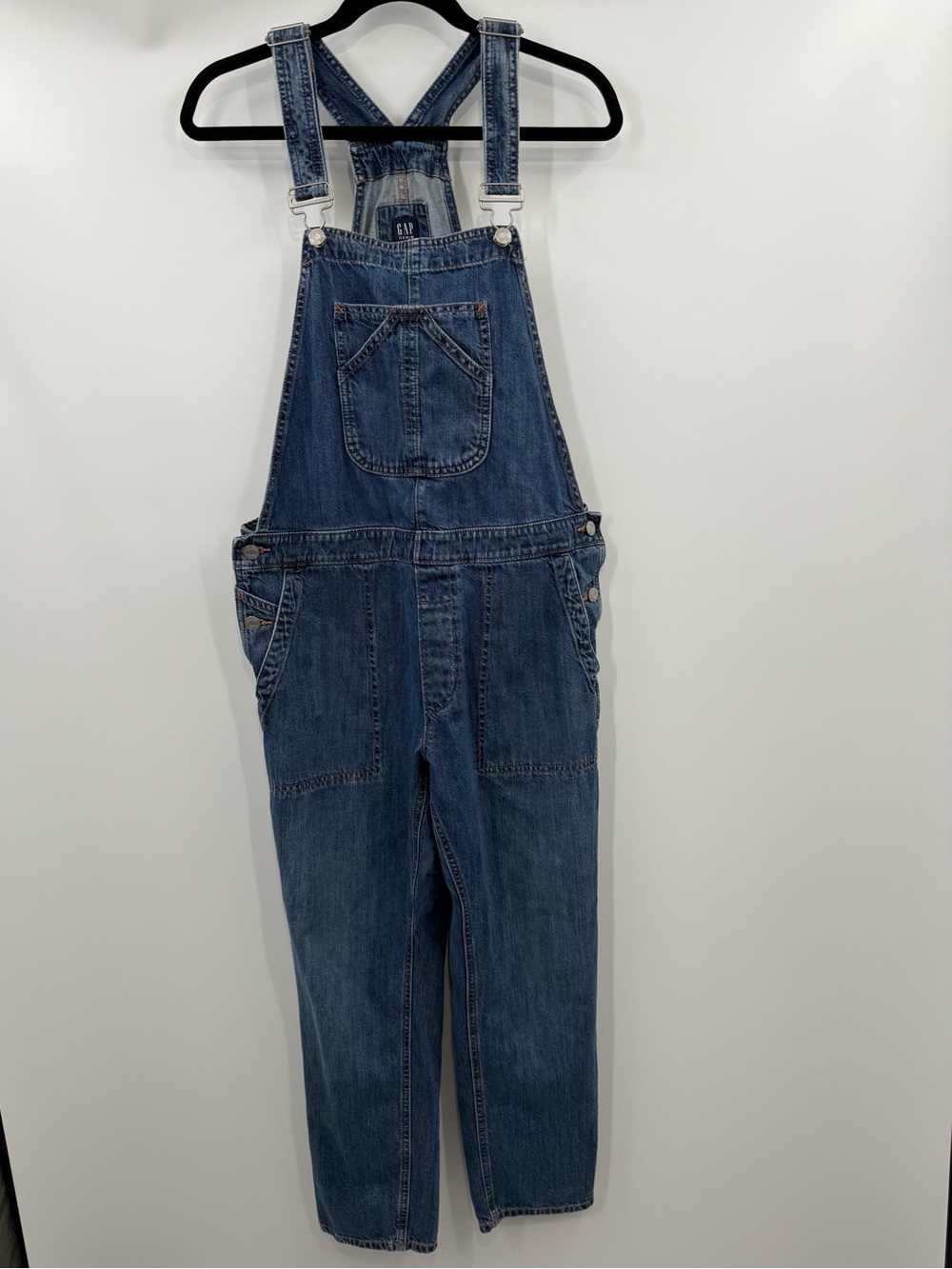 GAP For Good Cropped Slouchy Denim Overalls Bibs Size Medium